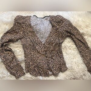 Reformation Leopard Print Top in Tan and Black